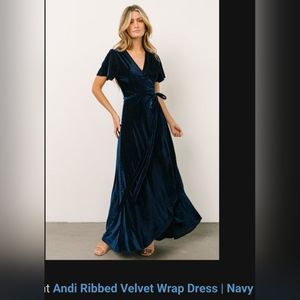 Baltic Born | Andi Ribbed Velvet Wrap Dress | Navy | XXL